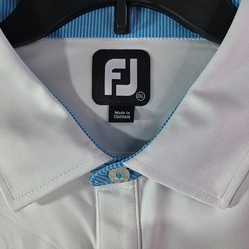 Foot Joy Mens Short-sleeve Golf Polo Shirt 2XL White Polyester NWT